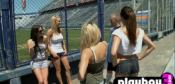  Amazing lesbians with nice big boobs played with a friend in outdoor games